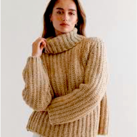 JENNI KAYNE Hudson Turtleneck Camel Marl